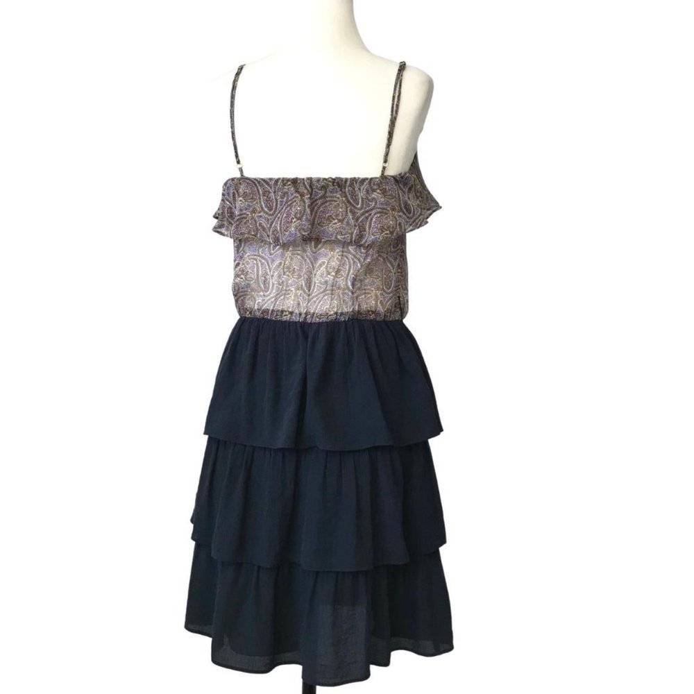 SANDRO Paris frill dress with paisley chiffon top contrasting frill skirt ~s8 XS - Picture 3 of 4